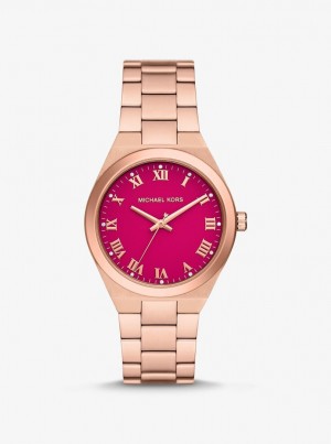 Gold-tone Michael Kors Lennox Rose Gold-Tone Watch Mujer Rosas | 9357-QKYSL