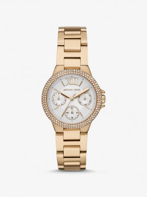 Gold-tone Michael Kors Mini Camille Pave Gold-Tone Watch Mujer Doradas | 8357-DBSET