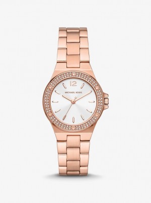 Gold-tone Michael Kors Mini Lennox Pave Rose Gold-Tone Watch Mujer Rosas Doradas | 7286-XAQCW