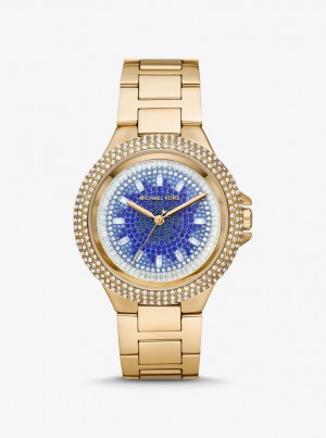 Gold-tone Michael Kors Oversized Camille Ombre Pave Gold-Tone Watch Mujer Doradas | 0736-FMNHI