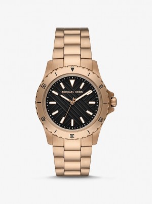 Gold-tone Michael Kors Oversized Everest Beige Gold-Tone Watch Hombre Husk | 7639-JCWHP