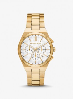 Gold-tone Michael Kors Oversized Lennox Gold-Tone Watch Hombre Doradas | 5178-UAOPG