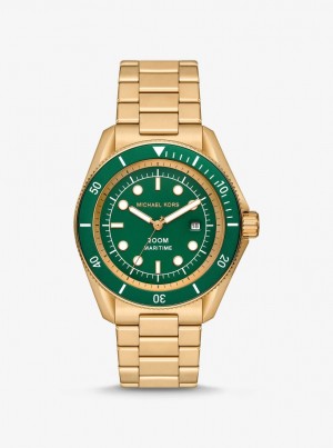 Gold-tone Michael Kors Oversized Maritime Gold-Tone Watch Hombre Doradas | 5729-QVJYE