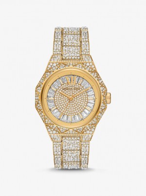 Gold-tone Michael Kors Oversized Raquel Pave Gold-Tone Watch Mujer Doradas | 5109-HOFCE