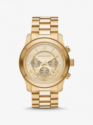 Gold-tone Michael Kors Oversized Runway Gold-Tone Watch Mujer Doradas | 2509-YFTAD