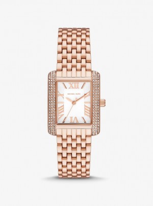 Gold-tone Michael Kors Petite Emery Pave Rose Gold-Tone Watch Mujer Rosas Doradas | 7410-STLVK