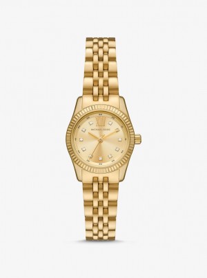 Gold-tone Michael Kors Petite Lexington Pave Gold-Tone Watch Mujer Doradas | 2685-LMOZK