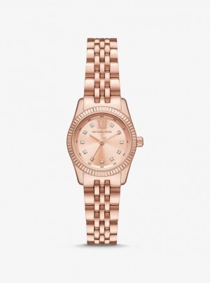 Gold-tone Michael Kors Petite Lexington Pave Rose Gold-Tone Watch Mujer Rosas Doradas | 5023-HBJAN