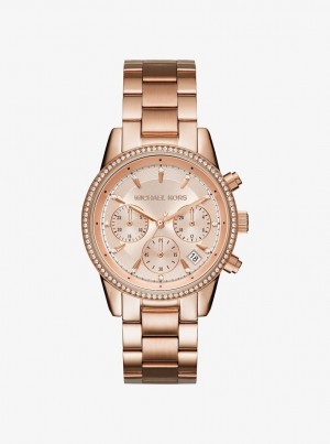 Gold-tone Michael Kors Ritz Rose Gold-Tone Watch Mujer Rosas Doradas | 8679-HGAVX