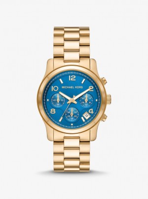 Gold-tone Michael Kors Runway Gold-Tone Watch Mujer Doradas | 1083-UVQSR