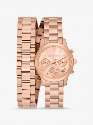 Gold-tone Michael Kors Runway Rose Gold-Tone Wrap Watch Mujer Rosas Doradas | 6059-NDJOV