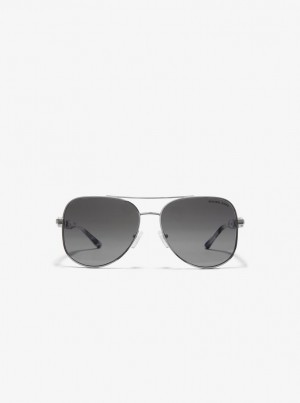 Lentes de Sol Michael Kors Chianti Sunglasses Hombre Plateadas | 0673-UBHER