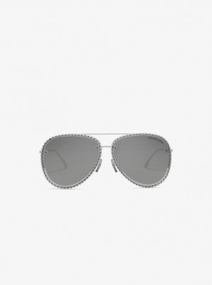 Lentes de Sol Michael Kors Portofino Sunglasses Mujer Plateadas | 7861-XSQJK