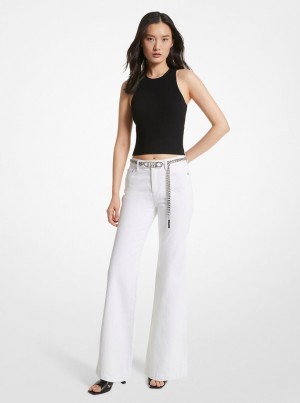 Pantalon Michael Kors Denim Belted Flared Jeans Mujer Blancas | 2048-GRATL