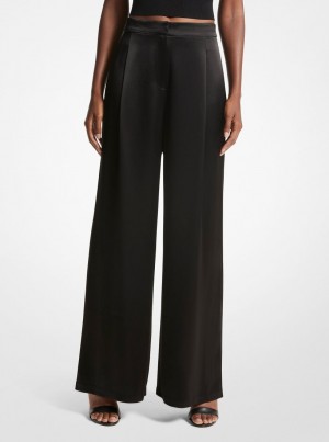 Pantalon Michael Kors Satin Wide-Leg Pants Mujer Negras | 4602-YHTXO