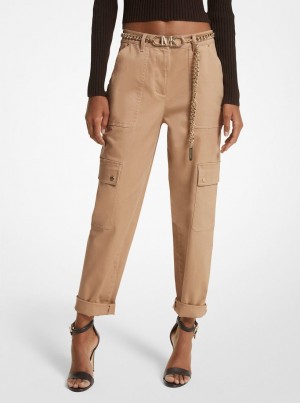 Pantalon Michael Kors Stretch Organic Cotton Cargo Pants Mujer Marrones Oscuro | 8910-RSALW