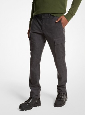 Pantalon Michael Kors Stretch Wool Flannel Cargo Pants Hombre Gris | 0629-ITKCP