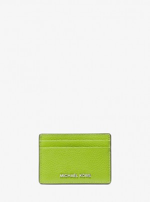 Porta Tarjetas Michael Kors Pebbled Leather Card Case Mujer Pear | 3420-ZSKTB