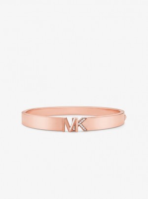 Pulseras Michael Kors Precious Metal-Plated Brass Pave Logo Bangle Mujer Rosas Doradas | 8976-QTICH