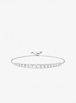 Pulseras Michael Kors Precious Metal-Plated Sterling Silver Cubic Zirconia Slider Bracelet Mujer Plateadas | 1530-DHOLC