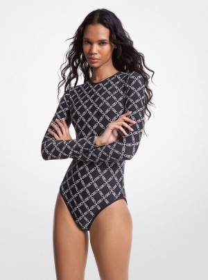 Ropa de Baño Michael Kors Empire Logo Print Swimsuit Mujer Negras | 4126-VGHXA