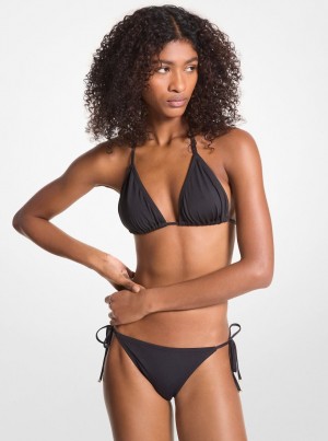 Ropa de Baño Michael Kors Stretch Nylon Triangle Bikini Top Mujer Negras | 0359-AJRDG