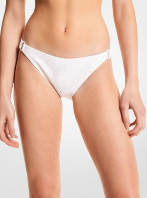 Ropa de Baño Michael Kors Textured Stretch Bikini Bottom Mujer Blancas | 4891-YNPFB