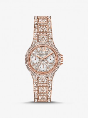 Rose Gold-tone Michael Kors Mini Camille Pave Rose Gold-Tone Watch Mujer Rosas Doradas | 9345-JTEVB