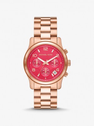 Rose Gold-tone Michael Kors Runway Rose Gold-Tone Watch Mujer Rosas Doradas | 1809-NGXES