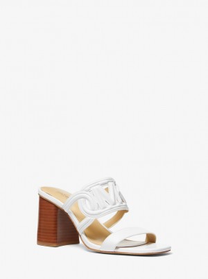 Sandalias Michael Kors Alma Leather Sandal Mujer Blancas | 7082-QYXDO