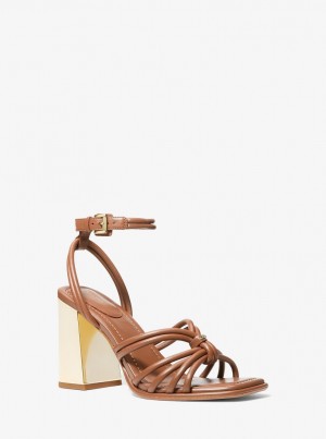 Sandalias Michael Kors Astra Leather Sandal Mujer Luggage | 4265-PSODY