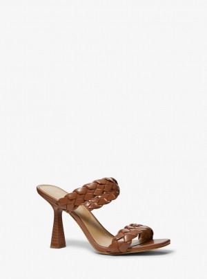 Sandalias Michael Kors Clara Braided Sandal Mujer Luggage | 2165-BWELJ