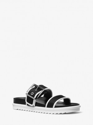 Sandalias Michael Kors Colby Two-Tone Neoprene Slide Sandal Mujer Blancas | 6483-KTSGH