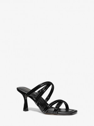 Sandalias Michael Kors Corrine Patent Sandal Mujer Negras | 9841-KFUDG