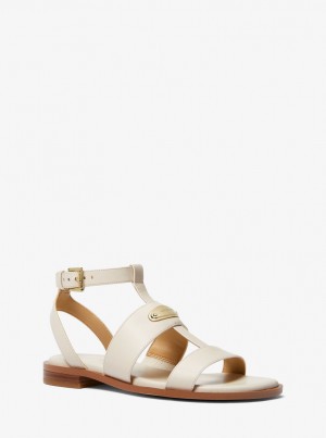 Sandalias Michael Kors Darcy Leather Sandal Mujer Creme | 2835-MJYHR