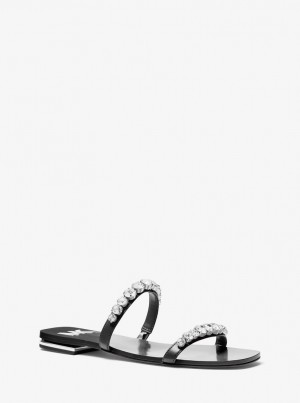 Sandalias Michael Kors Jessa Embellished Sandal Mujer Negras | 3815-VYZJM