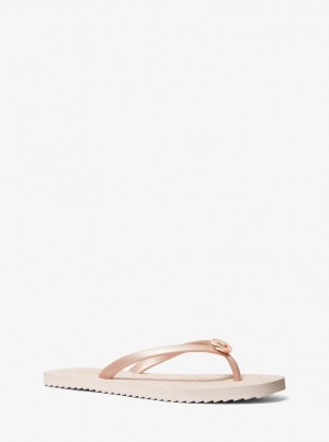 Sandalias Michael Kors Jinx Logo Flip Flop Mujer Rosegld/Bllt | 9460-UWEOD