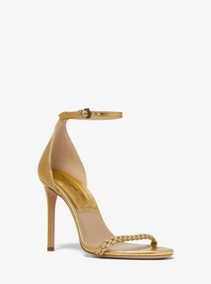 Sandalias Michael Kors Joslyn Metallic Leather Sandal Mujer Antique Brass | 5094-LRUGO