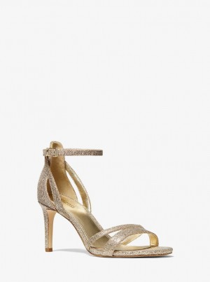 Sandalias Michael Kors Kimberly Glitter Mesh Sandal Mujer Marrones | 0258-HFDWE