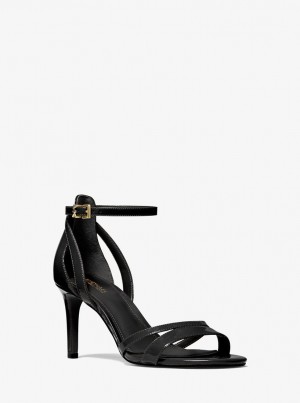 Sandalias Michael Kors Kimberly Patent Leather Sandal Mujer Negras | 3712-GHYKB