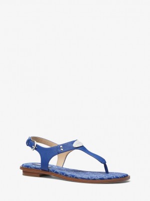 Sandalias Michael Kors Logo Plate Sandal Mujer Azules Oscuro | 7362-MSGNJ