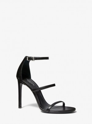 Sandalias Michael Kors Nadege Leather Sandal Mujer Negras | 0987-OXWMT