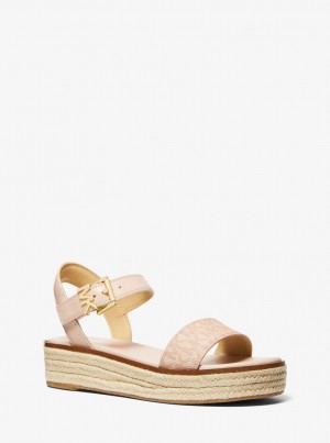 Sandalias Michael Kors Richie Smooth and Logo Platform Espadrille Sandal Mujer Ballet | 2695-FNLYK