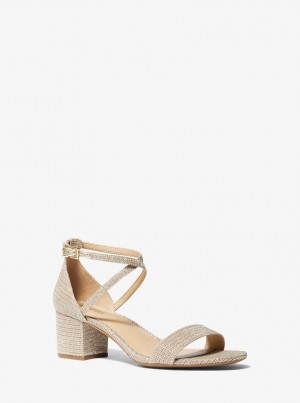 Sandalias Michael Kors Serena Flex Glitter Chain-Mesh Sandal Mujer Doradas | 2364-YNKBT