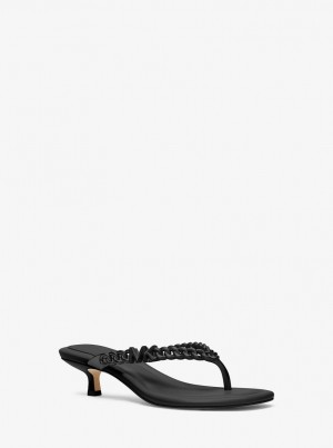 Sandalias Michael Kors Zaza Kitten Sandal Mujer Negras | 3954-ZSFRE