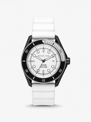 Silicone Michael Kors Oversized Maritime Silicone Watch Hombre Blancas | 7384-SKRFW