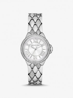 Silver-tone Michael Kors Mini Camille Pave Silver-Tone Watch Mujer Plateadas | 2695-FNXIJ