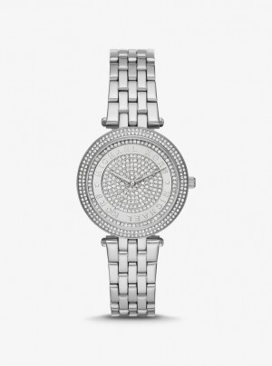 Silver-tone Michael Kors Mini Darci Pave Silver-Tone Watch Mujer Plateadas | 0176-OTHJR