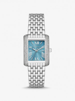 Silver-tone Michael Kors Petite Emery Pave Silver-Tone Watch Mujer Plateadas | 2469-JMAUQ