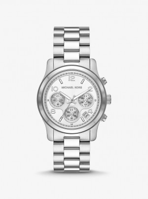 Silver-tone Michael Kors Runway Silver-Tone Watch Hombre Plateadas | 6435-TKRCM